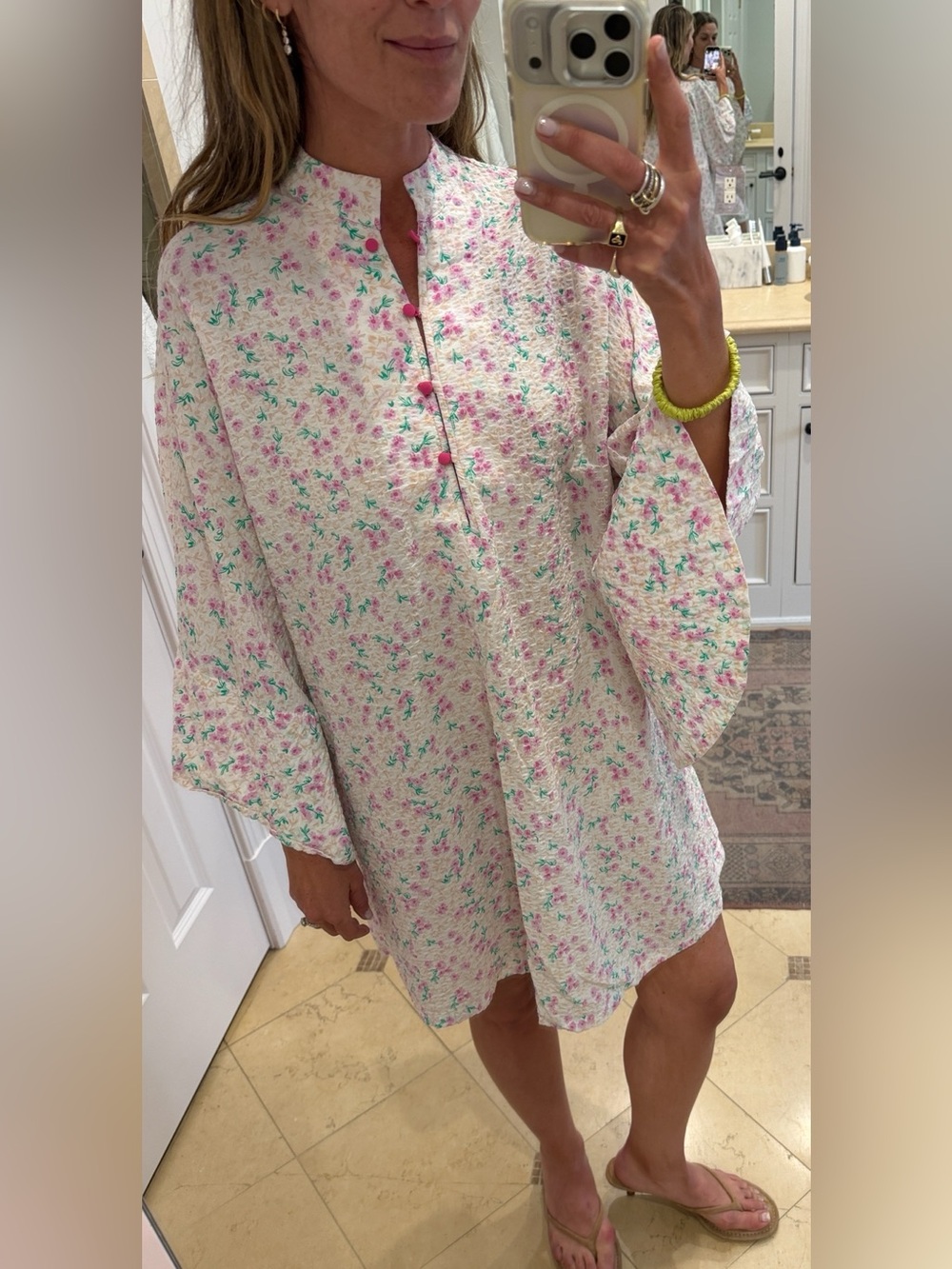 NWOT La Vie Style House floral bell sleeved mini dress - Picture 3 of 10